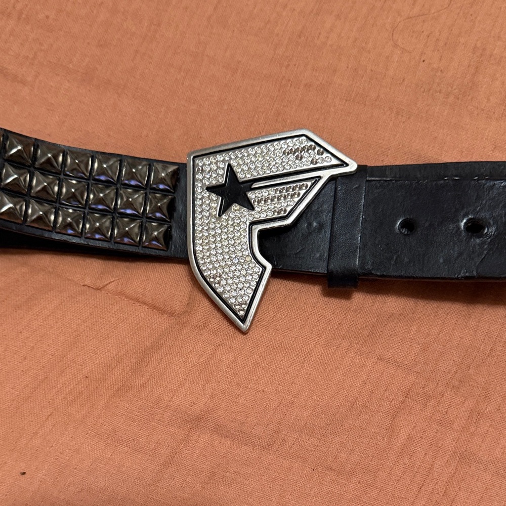 Famous Stars & Straps Black Belt with Silver Studs
